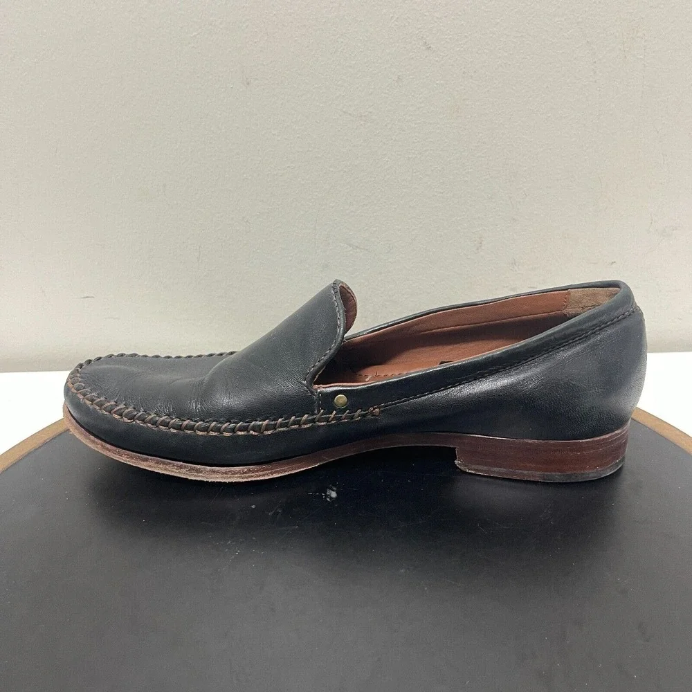 Trask Loafers Men 9.5 M Moc Toe Slip On Leather Dress Casual Shoes Black Classic